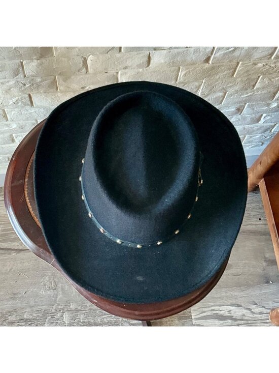Vintage Pigalle Black Felt Studded Western Hat - Picture 9 of 10